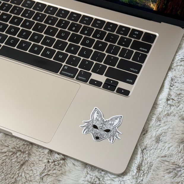 Fox Vinyl Sticker – Elegant Filigree Fox Decal, Boho Animal Art, Nature-Inspired Sticker for Laptop, Water Bottle, Phone, and More