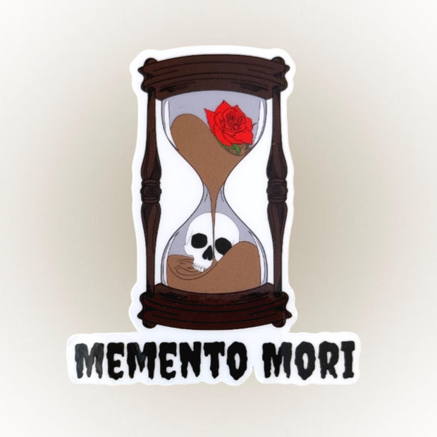 Memento Mori Vinyl Sticker – Gothic Hourglass Sticker – Death and Life Sticker for Laptop, Water Bottle, Phone