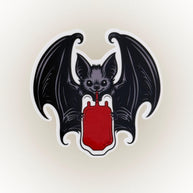 Vampire Bat Drinking Blood Bag Vinyl Sticker - Spooky Halloween Sticker, Dark Aesthetic, Gothic Decor for Laptop or Water Bottle