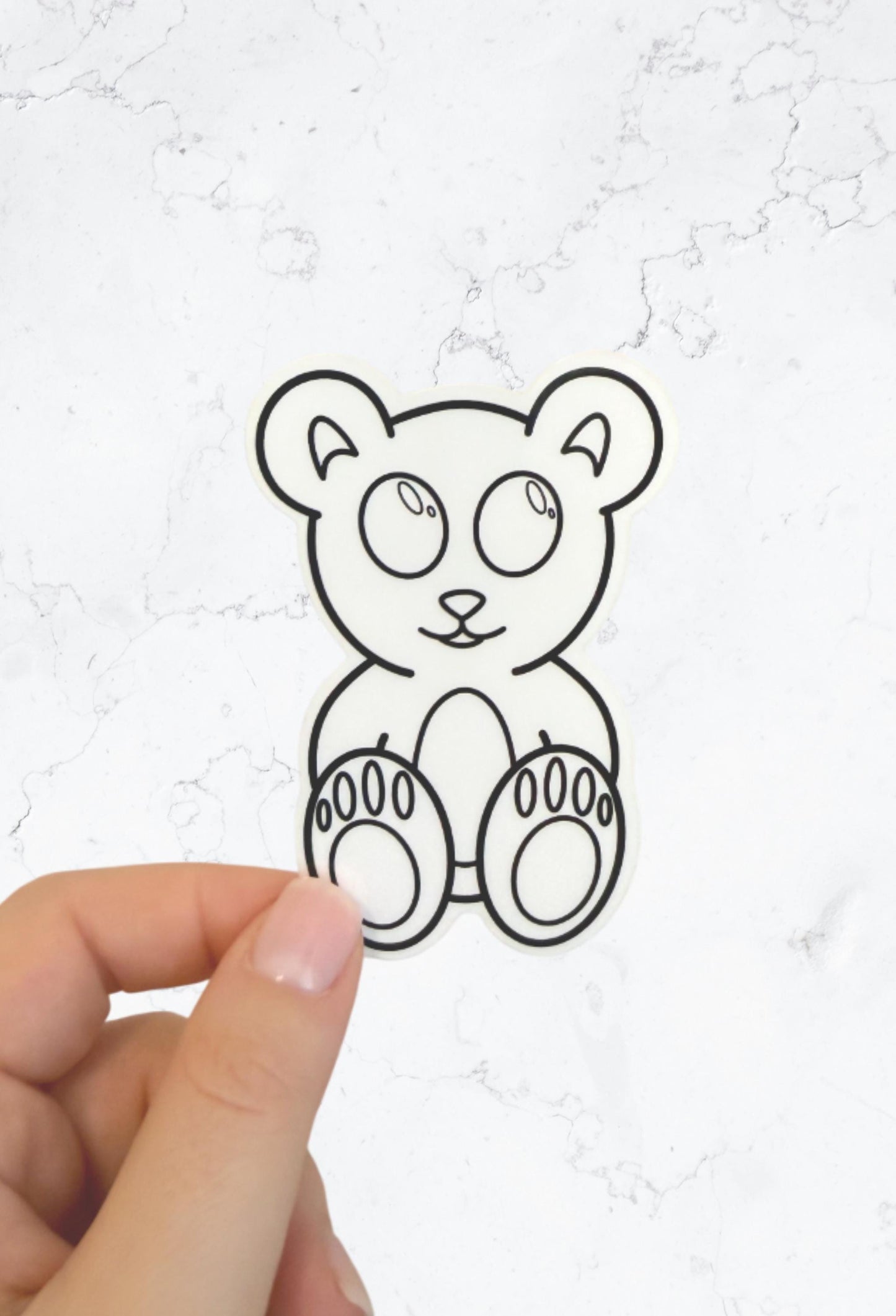 Adorable Teddy Bear Outline Vinyl Sticker – Cute Bear Silhouette for Laptop, Phone, Water Bottle, & More – High-Quality Durable Decal