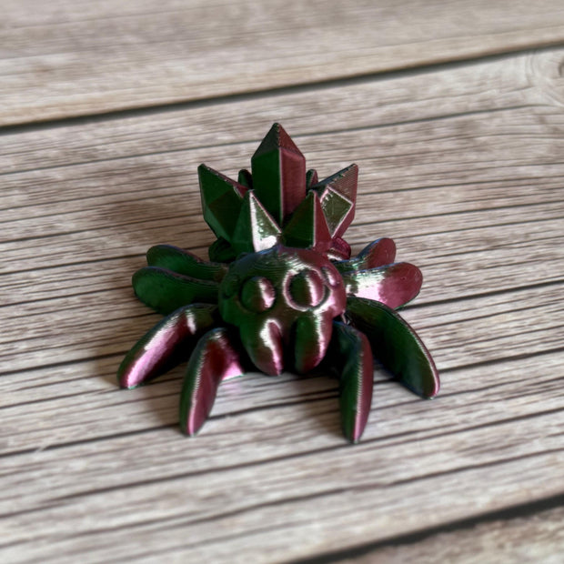 Mini Articulated Multicolored 3D Printed Crystal Spider – Movable Legs, Fantasy Arachnid, Unique Collectible, Colorful Decor