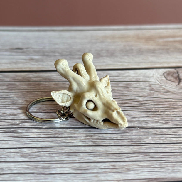 Giraffe Skull 3D Printed Keychain – Unique Animal Bone Design, Wildlife Lover Gift, Gothic Charm, Cool Anatomical Accessory