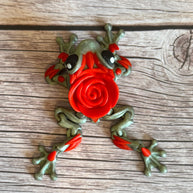 Articulated Rose Frog 3D Printed Toy – Posable Floral Frog Figure, Unique Nature Gift, Cute Fidget Toy, Frog Lover Collectible