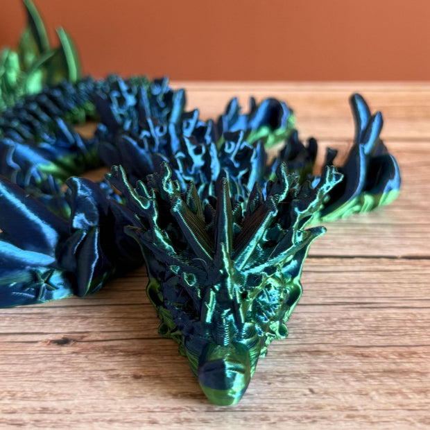 Articulated 20in Coral Reef Dragon 3D Printed Toy – Colorful Ocean Dragon, Posable Fantasy Creature, Unique Sea-Inspired Decor
