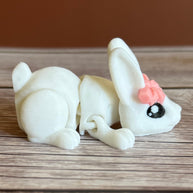 Articulated 3D Printed White Rabbit with Bow – Cute Bunny Collectible, Fantasy Animal Decor, Unique Rabbit Lover Gift, Easter Decoration