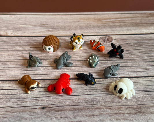 Articulated Micro 3D Printed Animals Choice of 3 Bundle – Miniature Posable Creatures, Tiny Animal Set, Cute Fidget Toys, Unique Gift Idea