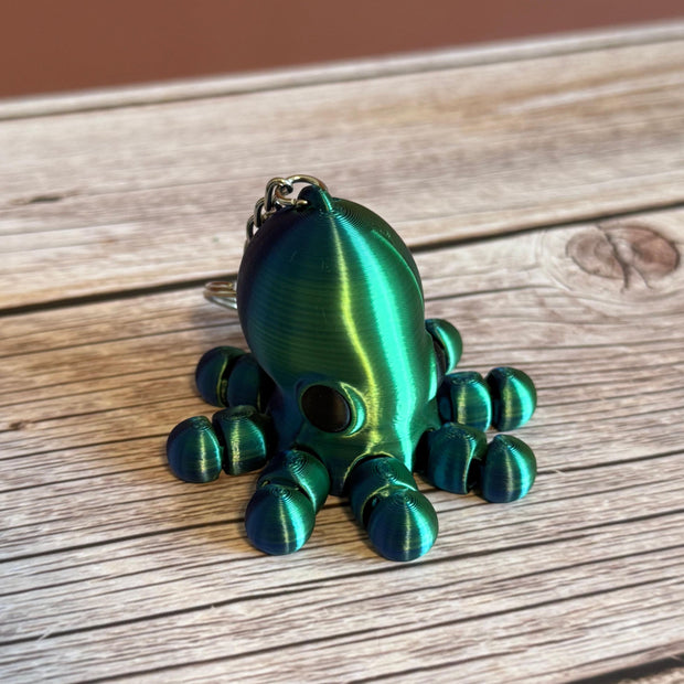 Articulated Octopus 3D Printed Keychain – Movable Sea Creature, Ocean Lover Gift, Cute Fidget Toy, Unique Marine Animal Charm