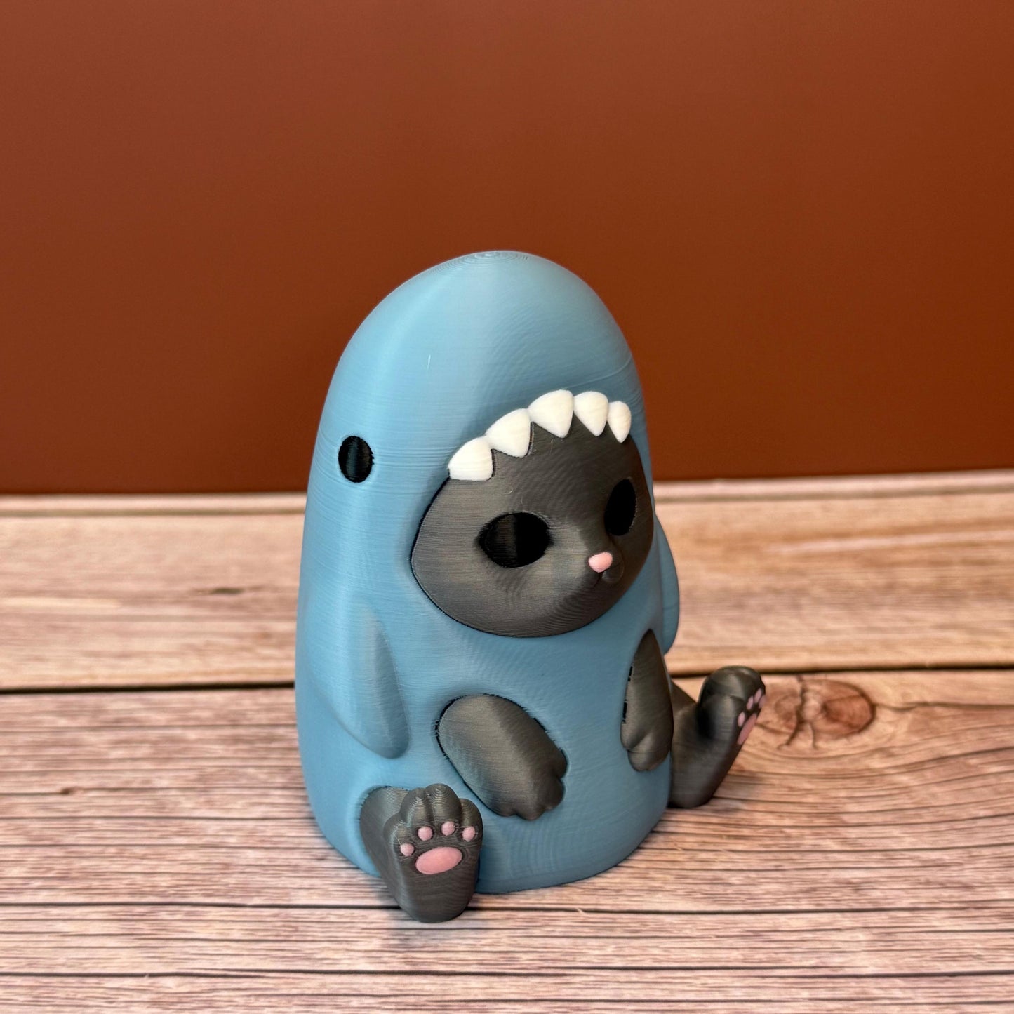 3D Printed Cat in Shark Costume | Cute Cat Figurine | Funny Animal Gift | Shark Cat Decor