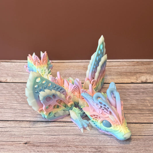 12.5" Baby Glow-in-the-Dark Fae Wolf Dragon – 3D Printed Fantasy Creature Toy