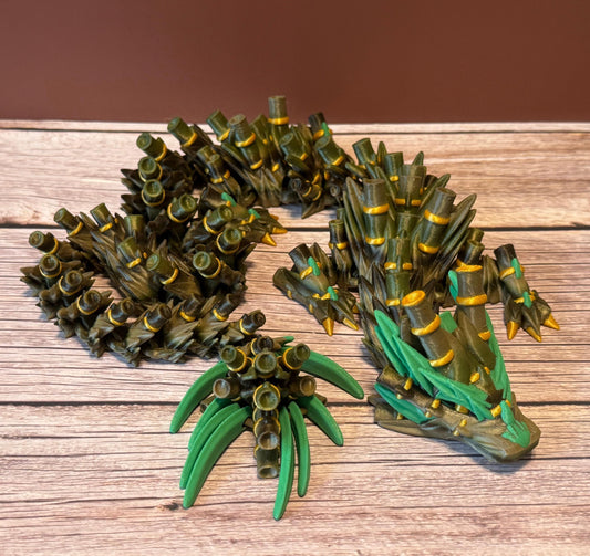 27.5in Articulated Bamboo Dragon – 3D Printed Posable Nature Dragon Toy