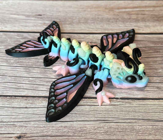 7in Glow-in-the-Dark Butterfly Dragon – 3D Printed Articulated Fantasy Toy