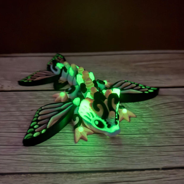 7in Glow-in-the-Dark Butterfly Dragon – 3D Printed Articulated Fantasy Toy