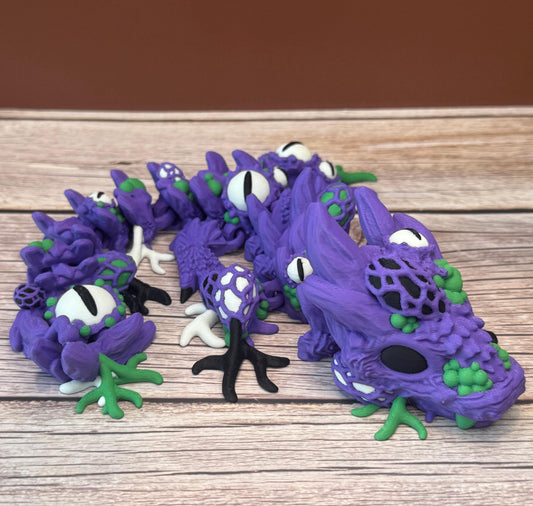 13in Articulated Infested Baby Dragon – 3D Printed Spinner Eye Tail Toy