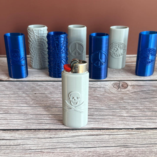 3D Printed Bic Lighter Case – Spider Web, Skull and Crossbones, Tree of Life, Peace Sign