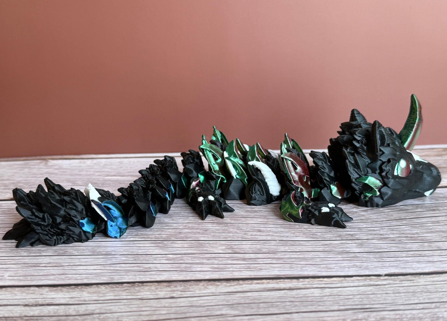 Articulated 12in Baby Dark Unicorn Dragon – 3D Printed Fantasy Fidget Toy Gift