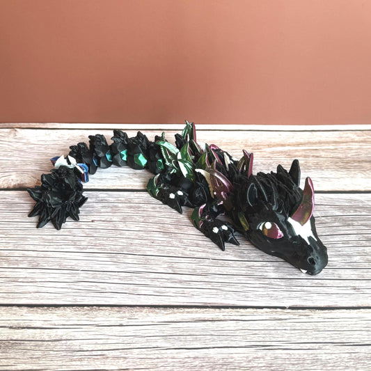 Articulated 12in Baby Dark Unicorn Dragon – 3D Printed Fantasy Fidget Toy Gift