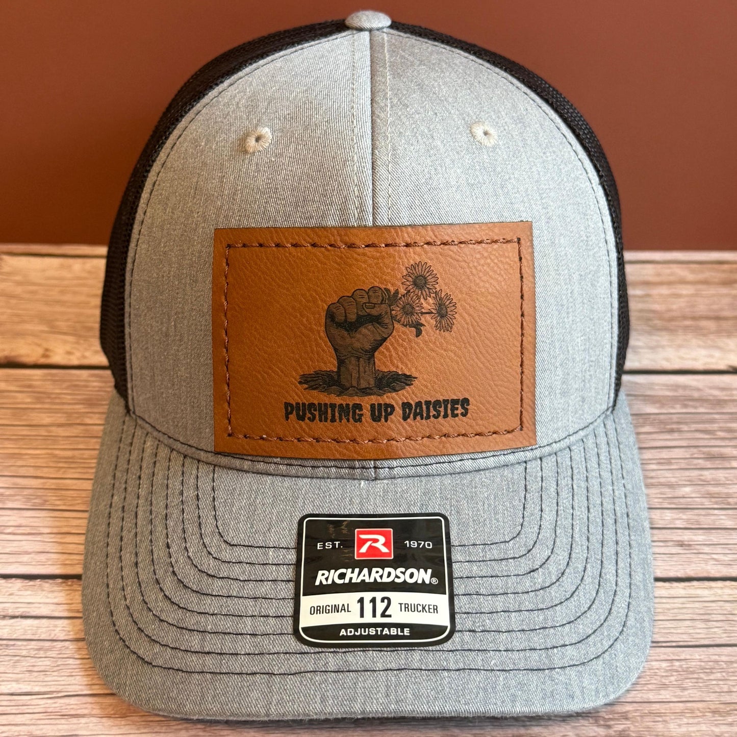 Pushing Up Daisies Hat – Zombie Hand Leatherette Patch Snapback – Horror Trucker Hat – Gothic Dead Funny Hat