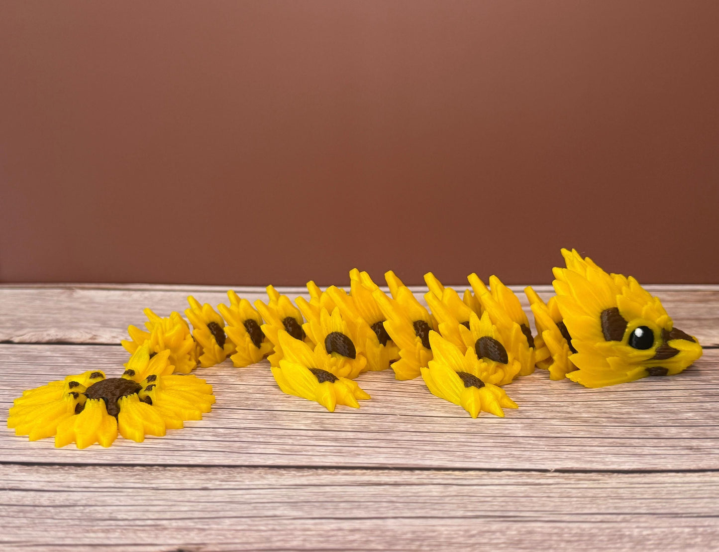 11" Baby Sunflower Dragon | 3D Printed Articulated Fantasy Figure | Floral Dragon Gift