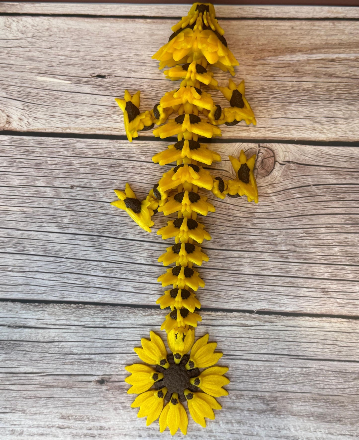 11" Baby Sunflower Dragon | 3D Printed Articulated Fantasy Figure | Floral Dragon Gift