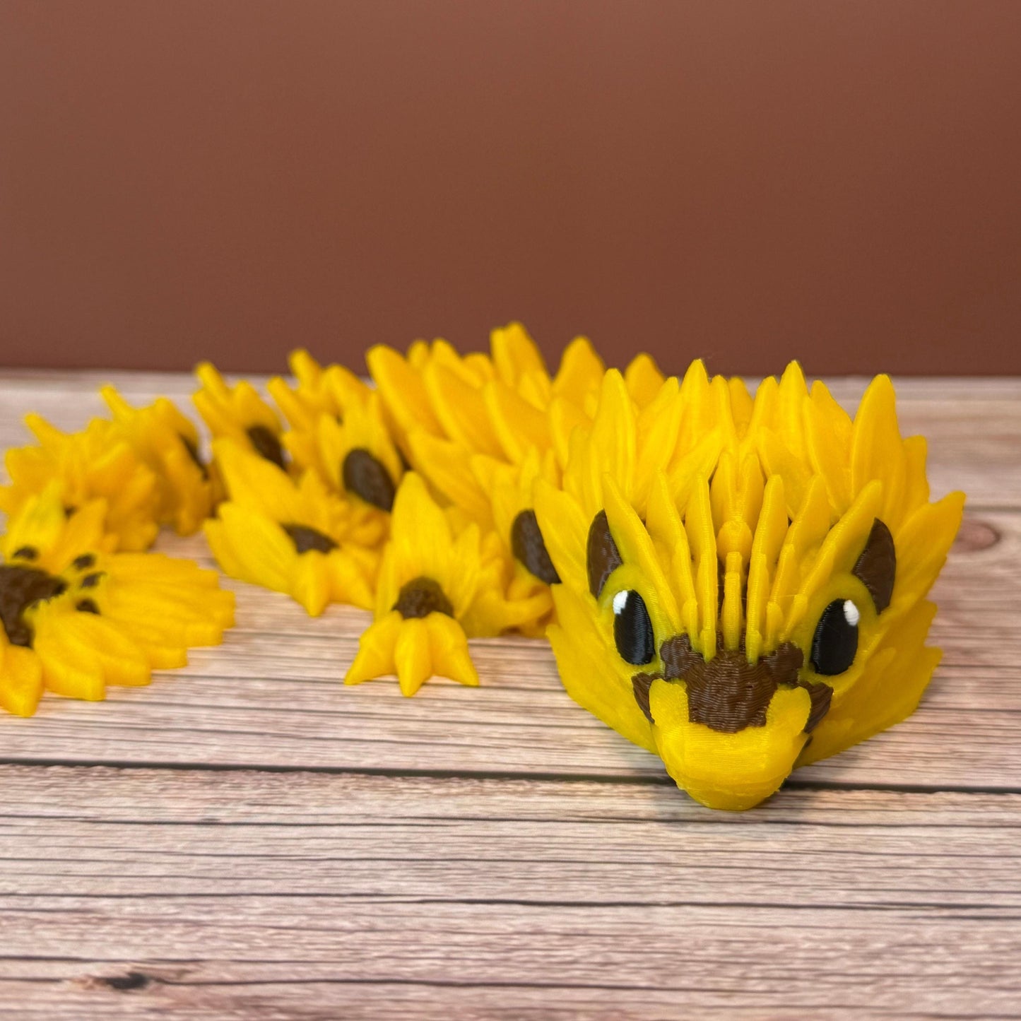 11" Baby Sunflower Dragon | 3D Printed Articulated Fantasy Figure | Floral Dragon Gift