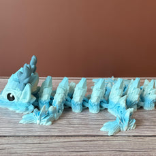 15.5in Articulated Baby Winter Dragon – 3D Printed Frosty Ice Dragon Toy