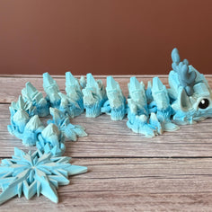 15.5in Articulated Baby Winter Dragon – 3D Printed Frosty Ice Dragon Toy