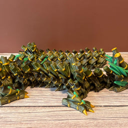 27.5in Articulated Bamboo Dragon – 3D Printed Posable Nature Dragon Toy