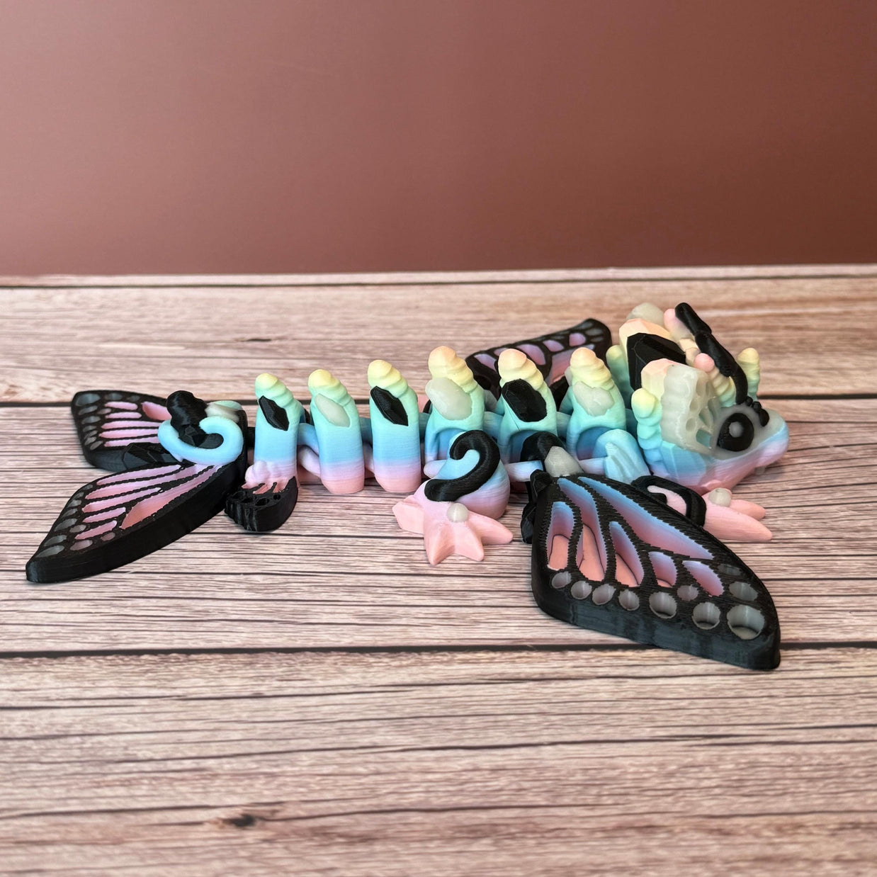 7in Glow-in-the-Dark Butterfly Dragon – 3D Printed Articulated Fantasy Toy