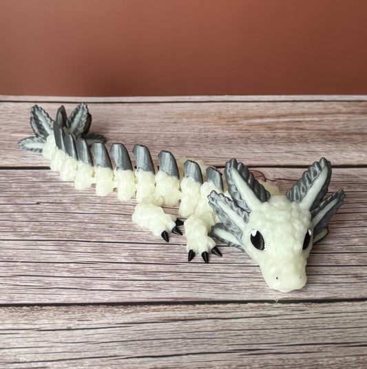 10in Articulated Glow Baby Axolotl Dragon – 3D Printed Fantasy Fidget Toy