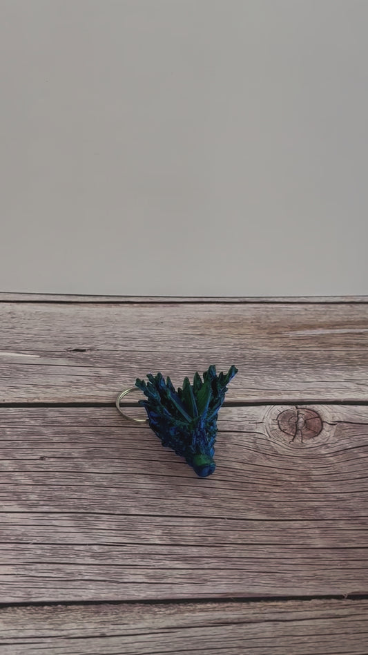 Coral Reef Dragon Head 3D Printed Keychain – Fantasy Ocean Keychain, Unique Dragon Gift, Mystical Sea Creature, Aquatic Accessory