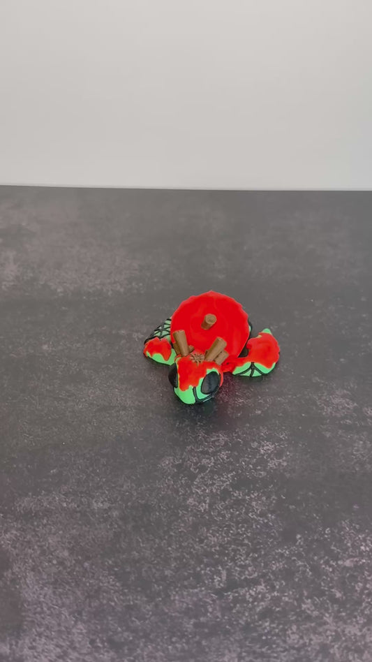 3D Printed Articulated Toxic Apple Turtle – Creepy Cute Fidget Toy