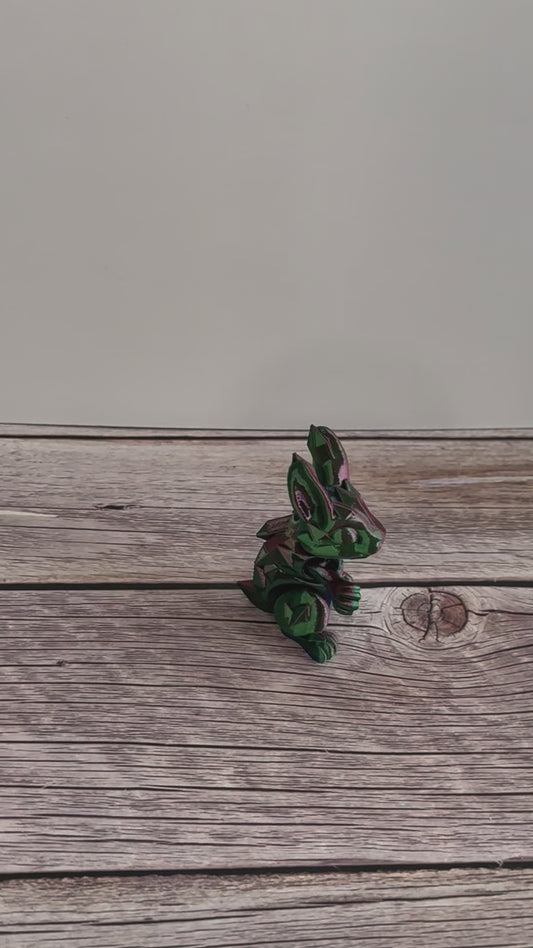 Multicolored Articulated 3D Printed Crystal Bunny – Vibrant Rabbit Decor, Fantasy Bunny Collectible, Unique Animal Gift, Colorful Display
