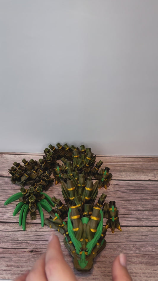 27.5in Articulated Bamboo Dragon – 3D Printed Posable Nature Dragon Toy