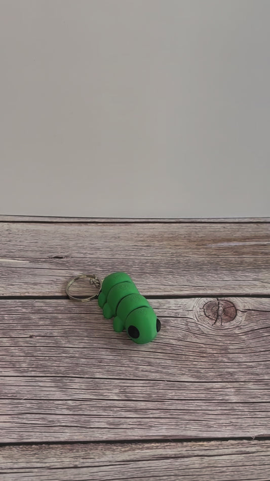 Articulated Caterpillar 3D Printed Keychain – Movable Bug Charm, Cute Fidget Toy, Unique Insect Gift, Fun Nature Accessory