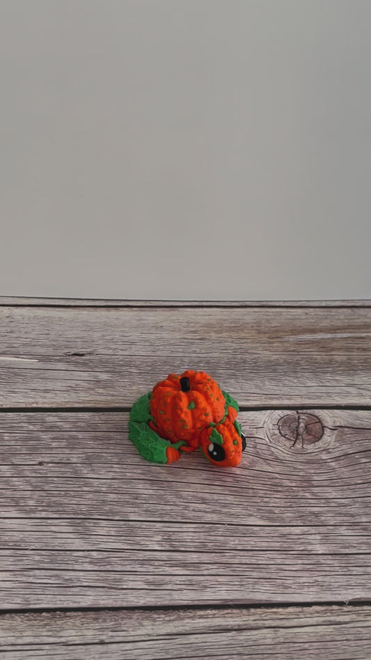 Articulated 3D Printed Pumpkin Turtle | Halloween Turtle Toy | Spooky Fall Decor
