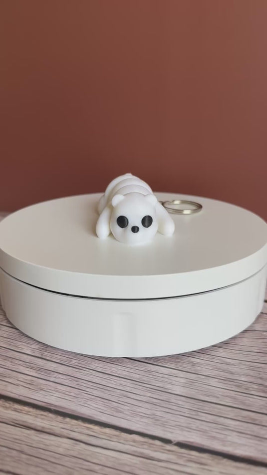 Articulated Polar Bear 3D Printed Keychain – Movable Arctic Animal, Cute Fidget Toy, Unique Wildlife Gift, Fun Keychain Charm