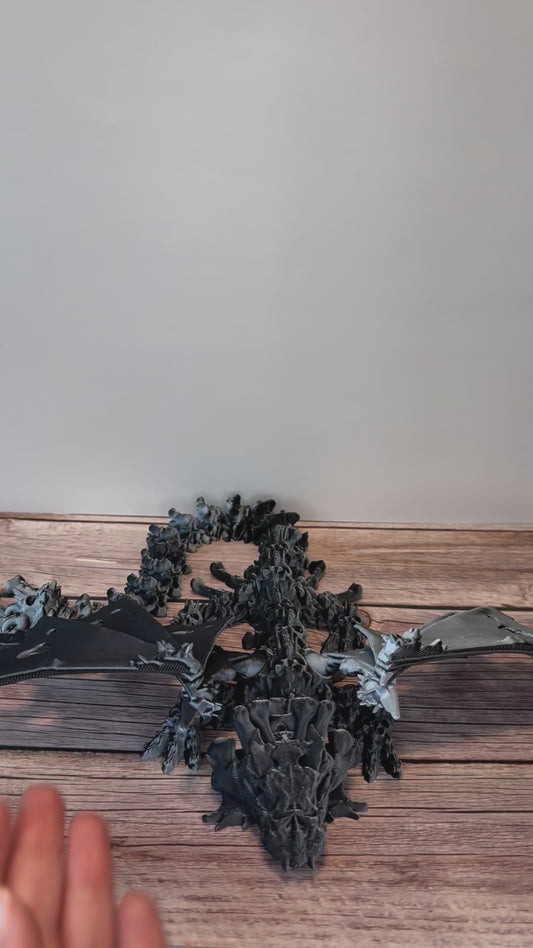 20" Articulated Hollow Dragon with Wings – Large 3D Printed Dragon Toy – Posable Fantasy Creature – Dragon Model Decor