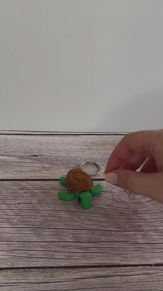 Articulated Turtle 3D Printed Keychain – Flexible Sea Turtle Keyring, Cute Ocean Animal Gift, Fidget Toy, Unique Marine Life Accessory