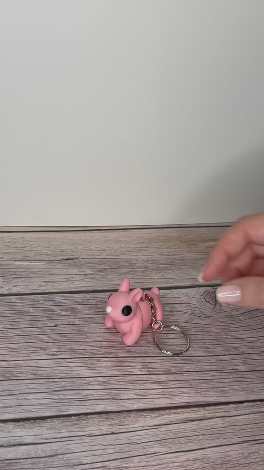 Articulated Pink Bunny 3D Printed Keychain – Cute Easter Keyring, Flexible Rabbit Fidget Toy, Spring Gift, Unique Bunny Lover Accessory