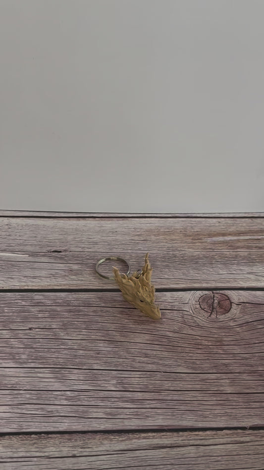 Desert Dragon Head 3D Printed Keychain – Fantasy Reptile Keyring, Mythical Creature Gift, Dragon Lover Accessories
