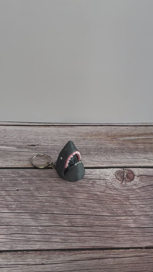 Shark Head 3D Printed Keychain – Ocean Predator Keyring, Unique Shark Lover Gift, Marine Life Accessory, Cool Nautical Keychain