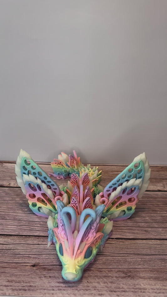 12.5" Baby Glow-in-the-Dark Fae Wolf Dragon – 3D Printed Fantasy Creature Toy
