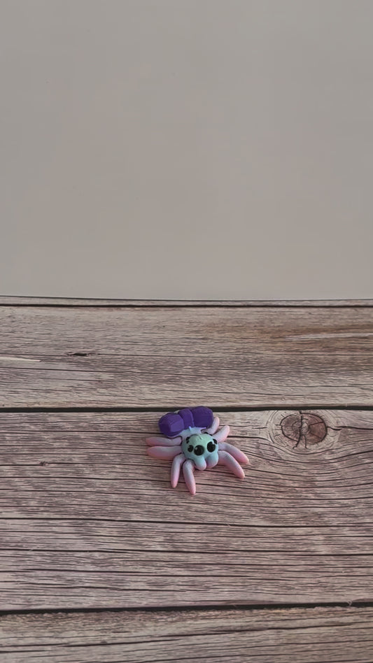 Mini Articulated Bow Spider – 3D Printed Cute Fantasy Spider Figurine with Giant Bow