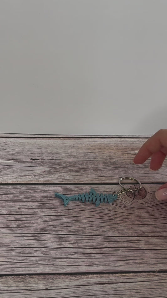 Blue-Gray Flat Flexi Shark 3D Printed Keychain – Flexible & Durable Ocean-Inspired Accessory
