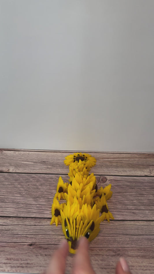 11" Baby Sunflower Dragon | 3D Printed Articulated Fantasy Figure | Floral Dragon Gift