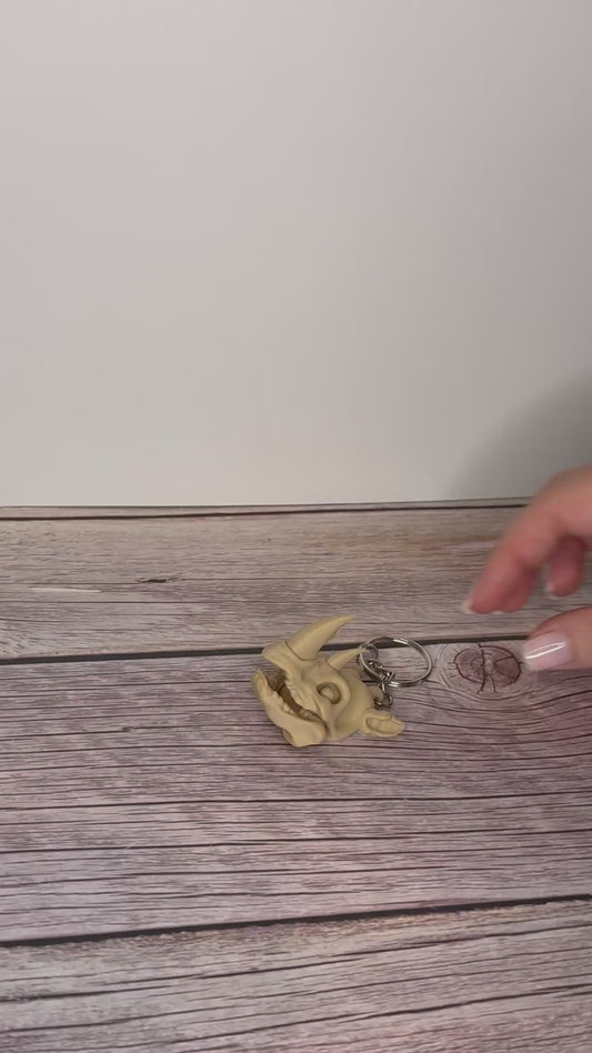 Rhino Skull 3D Printed Keychain – Unique Bone Design, Gothic Bag Charm, Wildlife Lover Gift, Cool Anatomical Accessory