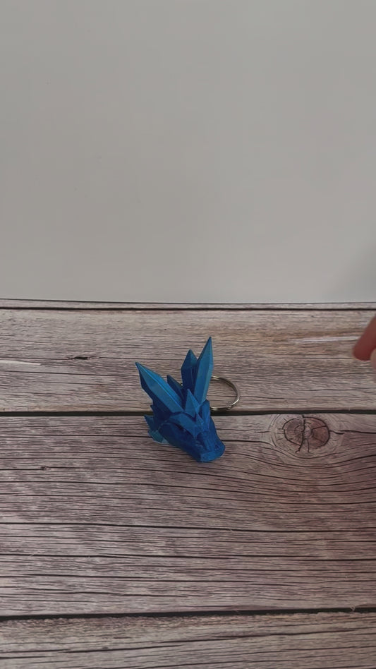 Crystal Dragon Head 3D Printed Keychain – Fantasy Keychain, Unique Dragon Lover Gift, Mystical Accessory, Magical Creature Charm
