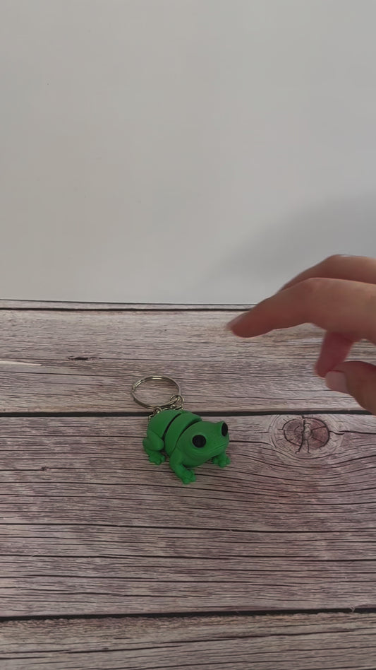 Articulated Frog 3D Printed Keychain – Movable Amphibian Charm, Cute Fidget Toy, Unique Animal Gift, Fun Frog Accessory