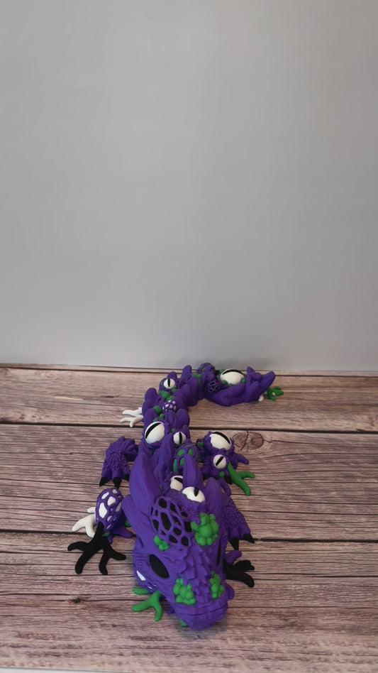 13in Articulated Infested Baby Dragon – 3D Printed Spinner Eye Tail Toy