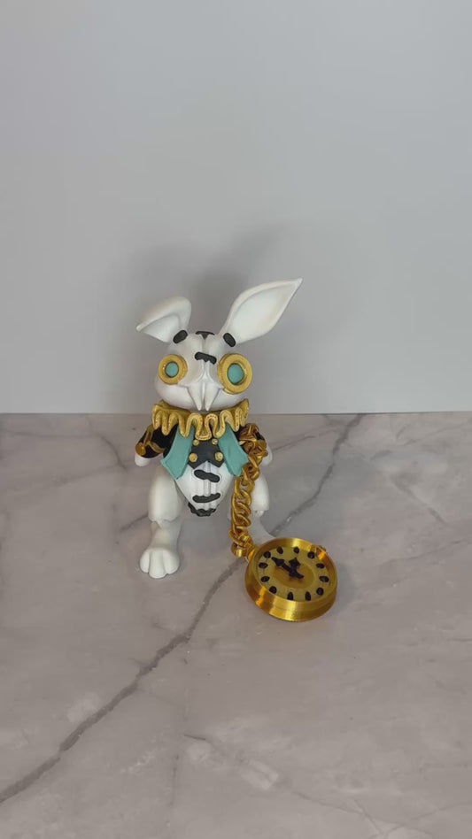 3D Printed Steampunk Stuffed Rabbit – Gothic Plush-Inspired Decor